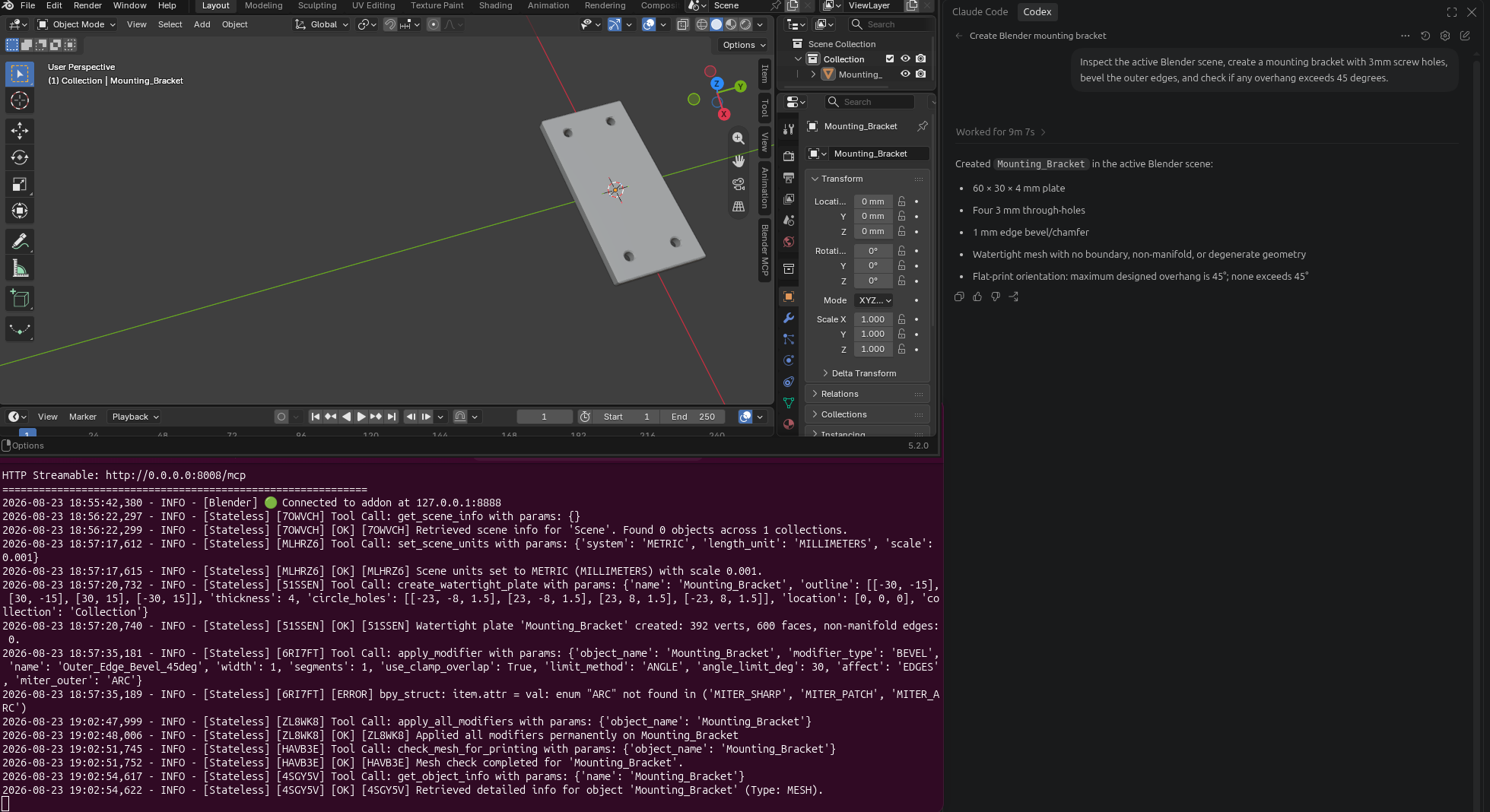 Mounting bracket generated through OpenAI Codex