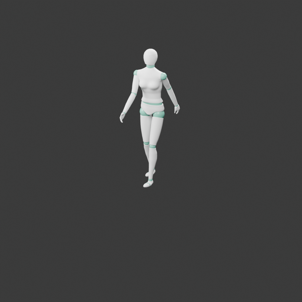 An earlier procedural Lin Yue character in a walking pose