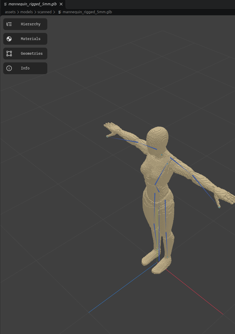 The mannequin reconstructed using 5 mm voxels