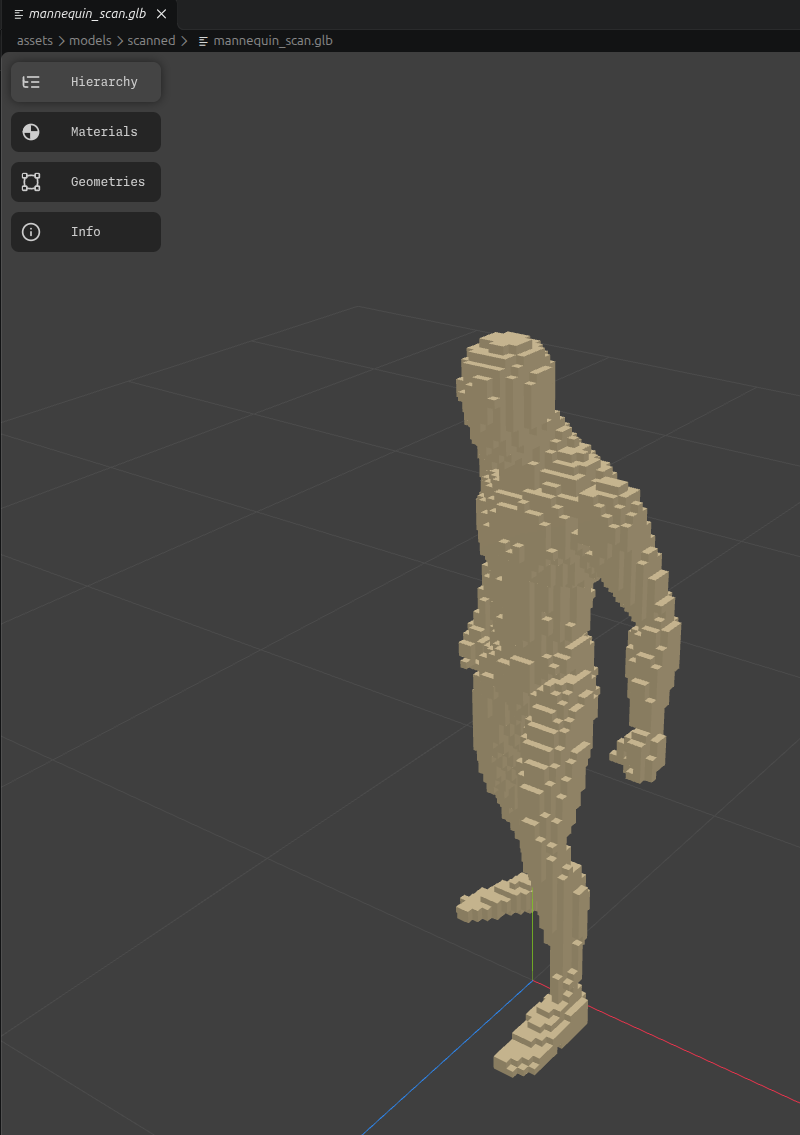 Coarse voxel scan of the mannequin