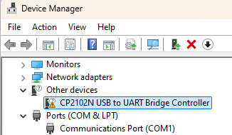 missing-cp2102n-usb-to-uart-bridge-controller-driver